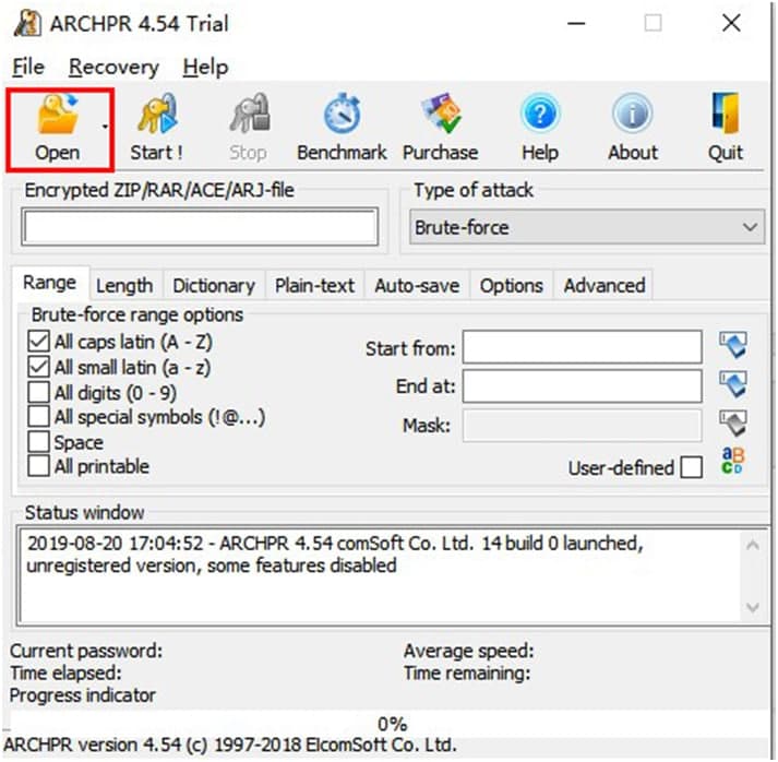 ���s�ļ��ܴa�ƽ⹤�ߣ�Advanced&ensp;RAR&ensp;Password&ensp;Recovery�����bʹ�÷���