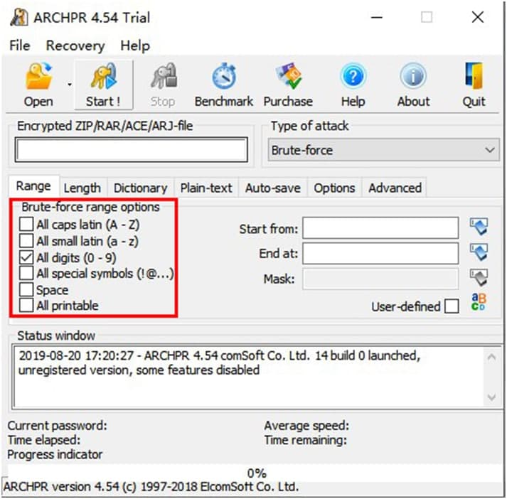 ���s�ļ��ܴa�ƽ⹤�ߣ�Advanced&ensp;RAR&ensp;Password&ensp;Recovery�����bʹ�÷���