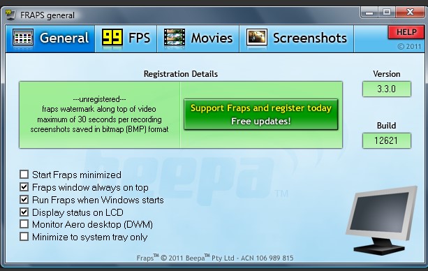 Fraps��Ļ���ܛ���ٷ����dʹ�Î���