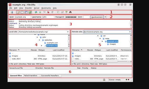 FileZilla�ٷ����d�����ʹ��ڲ��ֈD�Ľ̌W