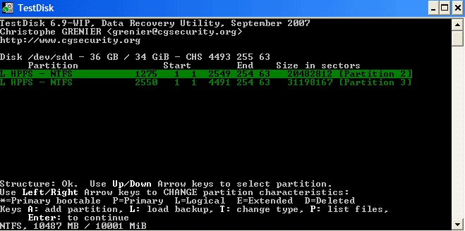 TestDisk�ٷ����d�֏́Gʧ�ķօ^���ޏ͓p�ĵķօ^