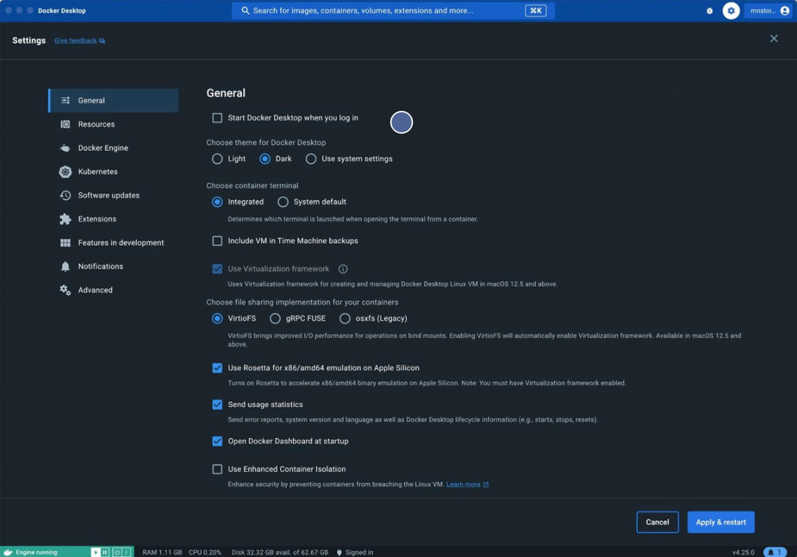 �D��Docker�����4.25��l(f��)�� �������b�w�/��(y��u)��������/Rosetta���_(d��)Linux
